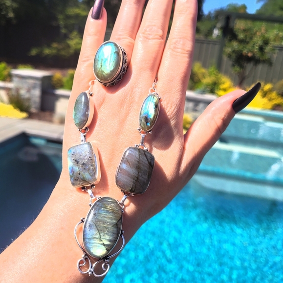 Jewelry - Pretty Labradorite  .925 Ring & Necklace NWOT